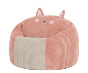 icon Large Cleo Cat Kids Bean Bag with Filling Included, Pink | Made in the UK, Kids Beanbag, Comfy Chair, Childrens Chair, Soft Corduroy Fabric, For Bedroom or Playroom