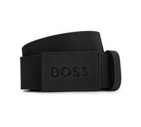 BOSS Icon Plate Logo 4cm Leather Belt- Black, Black, Size 85 Cms, Men Black