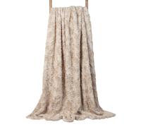 icon Luxury Faux Fur Throw Blanket Natural in Beige | Size: Double ICON Beige Double