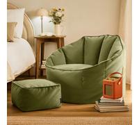Icon Matt Velvet Sirena Accent Chair And Footstool Bundle, Olive