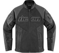 Icon Mesh AF CE Leather Motorcycle Motorbike Jacket - Black