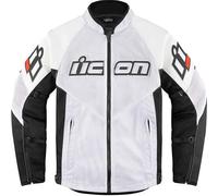 Icon Mesh AF CE Leather Motorcycle Motorbike Jacket - White