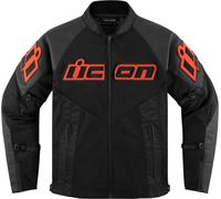 Icon Mesh AF Motorcycle Leather Jacket, black-red, size M for Men
