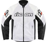 Icon Mesh AF Motorcycle Leather Jacket, white, size 2XL for Men