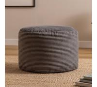icon Milano Bean Bag Footstool Corduroy Round Pouffe in Charcoal ICON Charcoal
