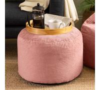 icon Milano Bean Bag Footstool Corduroy Round Pouffe in Dusty Pink ICON Dusty Pink