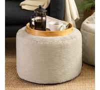 Cord Round Footstool Large Filled Bean Bag Pouffe Corduroy Stool Ottoman