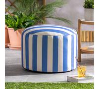 Icon Milano Stripe Soft Woven Kyoto Round Footstool Bean Bag, Cobalt Blue