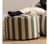 Icon Milano Stripe Soft Woven Kyoto Round Footstool Bean Bag, Olive Green