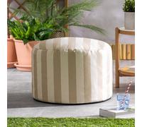 Icon Milano Stripe Soft Woven Kyoto Round Footstool Bean Bag, Taupe