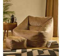 Icon Natalia Armchair & Amara Footstool Bundle, Faux Leather Tan