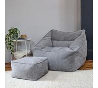 icon Natalia Chenille Adults Bean Bag Armchair & Pouffe, Large Beanbag & Footstool Grey | Size: XL ICON Grey XL