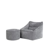 icon Natalia Chenille Adults Bean Bag Armchair & Pouffe, Large Beanbag & Footstool Grey | Size: XL ICON Grey XL
