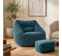 Morgan Cord Armchair Bean Bag and Footstool Set Giant Bean Bag Chair ICON Teal One Size