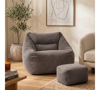 icon Natalia Large Beanbag And Pouffe Set Corduroy Charcoal