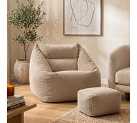 icon Natalia Large Beanbag And Pouffe Set Corduroy Natural Beige