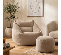 icon Natalia Large Beanbag And Round Footstool Corduroy Natural Beige