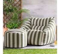 Icon Natalia Stripe Soft Woven Kyoto Armchair Bean Bag And Footstool, Olive Green