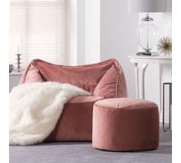 icon Natalia Velvet Armchair Bean Bag with Pouffe - Pink