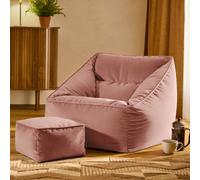 Icon Natalia Velvet Armchair And Footstool Bean Bag, Pink