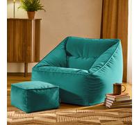 Icon Natalia Velvet Armchair And Footstool Bean Bag, Teal
