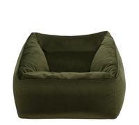 Icon Natalia Velvet Adults Bean Bag Armchair, Ready Filled Large Beanbag Olive Green
