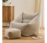 Icon Natalia Woven Armchair And Footstool Bean Bag, Natural