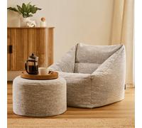 Icon Natalia Woven Armchair And Round Footstool Bean Bag, Natural