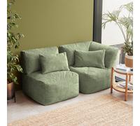 Icon Noa Modular Bean Bag Sofa, 2 Piece, Jumbo Cord, Sage Green