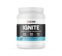 ICON Nutrition Ignite Pre-Workout - Blue Raspberry Flavour - 600g (30 Servings), Energy Formula for Maximum Performance, Focus & Endurance, Ideal for Gym, Workout Training (Scoop Included)