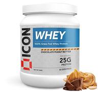 ICON Nutrition Whey Protein Powder - Chocolate Peanut - High Protein, Grass Fed, Low Carbs & Fat, Complete Amino Acid Profile, Cold Shakes or Mix with Foods - 960g, 30 Servings