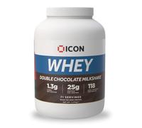 ICON Nutrition Whey Protein Powder - Double Chocolate Milkshake - High Protein, Grass Fed, Low Carbs & Fat, Complete Amino Acid Profile, Cold Shakes or Mix with Foods - 2.27kg, 71 Servings