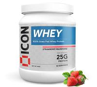 ICON Nutrition Whey Protein Powder - Strawberry Milkshake - High Protein, Grass Fed, Low Carbs & Fat, Complete Amino Acid Profile, Cold Shakes or Mix with Foods - 960g, 30 Servings