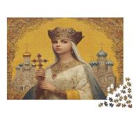 Icon of A Saint Wearing A Crown And Holding A Cross Puzzle 1000pcs (75x50cm) Erwachsene Puzzle,Home Decor