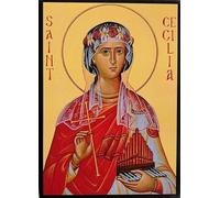Icon of Saint Cecilia. St Cecilia Icon. 18cm x 13cm.