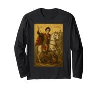 Icon of Saint George Riding His Horse and Slaying The Beast Long Sleeve T-Shirt
