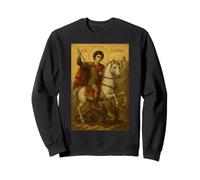 Icon of Saint George Riding His Horse and Slaying the Beast Sweatshirt