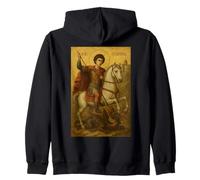 Icon of Saint George Riding His Horse and Slaying the Beast Zip Hoodie