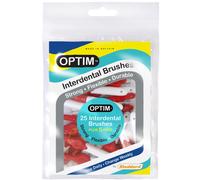 Icon Optim Standard Red Interdental Brushes Pack 25 + 5 Free, Ergonomic Non-Slip Grip, Long-Life Nylon Filaments, Cap Doubles as Handle Extension