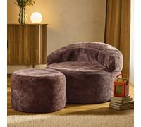 Icon Orb Accent Chair And Milano Round Footstool Chenille, Mulberry
