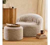 Icon Orb Accent Chair And Milano Round Footstool Woven, Natural