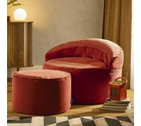 icon Orb Accent Chair & Milano Round Footstool Matt Velvet in Terracotta ICON Terracotta