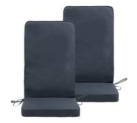 Bean Bag Bazaar Outdoor High Back Seat Pad, Charcoal Grey, Set of 2, Garden Chair Seat Cushion with Fibre Fill Included, Water Resistant, Cushions with ties for Chair, Garden, Patio Furniture