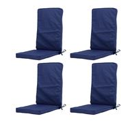 Bean Bag Bazaar Outdoor High Back Seat Pad, Navy Blue, Set of 4, Garden Chair Seat Cushion with Fibre Fill Included, Water Resistant, Cushions with ties for Chair, Garden, Patio Furniture