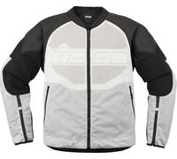 Icon Overlord 3 Motorcycle Motorbike Leather Jacket Black / White