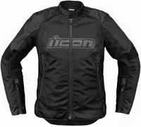 Icon Overlord3 Ladies Motorcycle Textile Jacket, black, size L