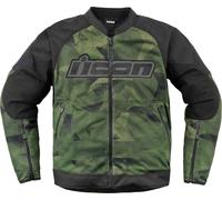 Icon Overlord3 Mesh Camo Motorcycle Textile Jacket, black-green, size L for Men
