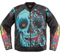 Icon Overlord3 Mesh Munchies Motorcycle Textile Jacket, black-pink-blue, size M for Men