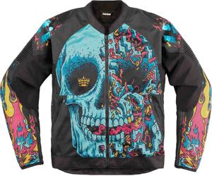 Icon Overlord3 Mesh Munchies Motorcycle Textile Jacket, black-pink-blue, size M for Men