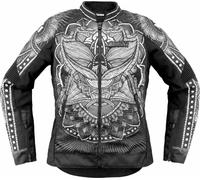 Icon Overlord3 Noble Ladies Motorcycle Textile Jacket, black-white, size L for Women